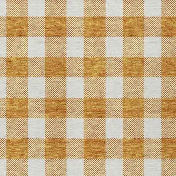 3' X 5' Orange And Beige Plaid Washable Indoor Outdoor Area Rug