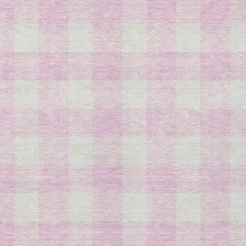 3' X 5' Pink And Gray Plaid Washable Indoor Outdoor Area Rug