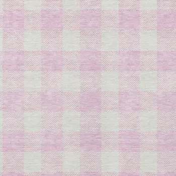 10' X 14' Pink And Gray Plaid Washable Indoor Outdoor Area Rug