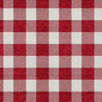 8' X 10' Red And Ivory Plaid Washable Indoor Outdoor Area Rug