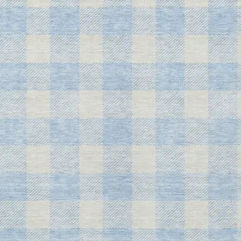 8' X 10' Sky Blue And Gray Plaid Washable Indoor Outdoor Area Rug