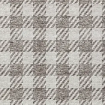 8' X 10' Taupe And Gray Plaid Washable Indoor Outdoor Area Rug