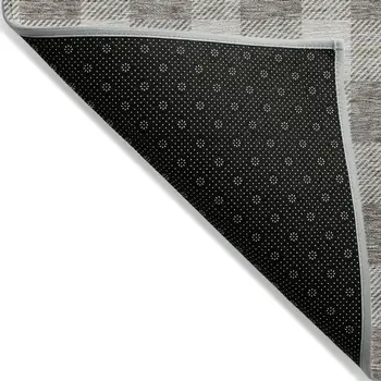 10' X 14' Taupe And Gray Plaid Washable Indoor Outdoor Area Rug