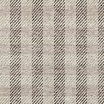 8' X 10' Beige And Brown Plaid Washable Indoor Outdoor Area Rug
