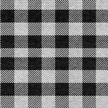 3' X 5' Black Gray And Ivory Plaid Washable Indoor Outdoor Area Rug