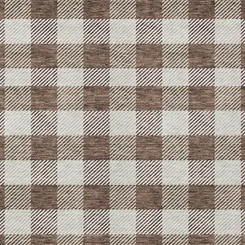 5' X 8' Brown And Beige Plaid Washable Indoor Outdoor Area Rug