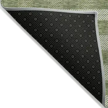 3' X 5' Green And Light Green Plaid Washable Indoor Outdoor Area Rug
