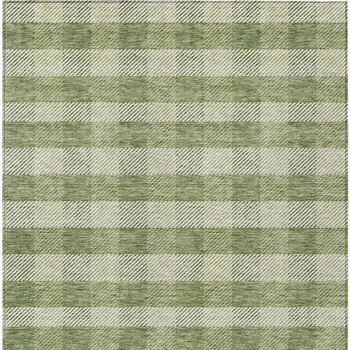 5' X 8' Green And Light Green Plaid Washable Indoor Outdoor Area Rug
