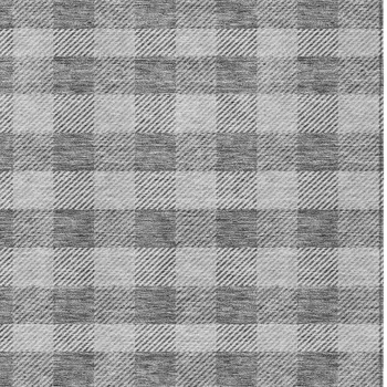 9' X 12' Gray And Charcoal Plaid Washable Indoor Outdoor Area Rug