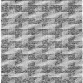 10' X 14' Gray And Charcoal Plaid Washable Indoor Outdoor Area Rug