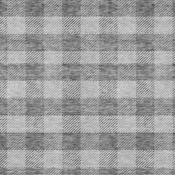 10' X 14' Gray And Charcoal Plaid Washable Indoor Outdoor Area Rug