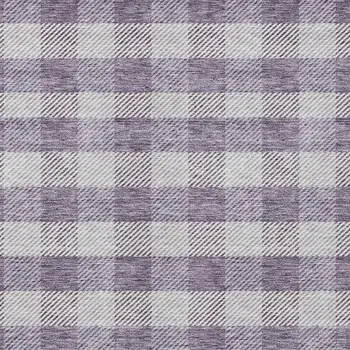 9' X 12' Lavender And Ivory Plaid Washable Indoor Outdoor Area Rug