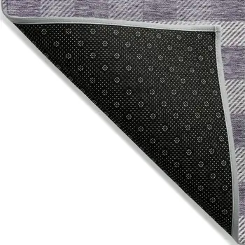 10' X 14' Lavender And Ivory Plaid Washable Indoor Outdoor Area Rug