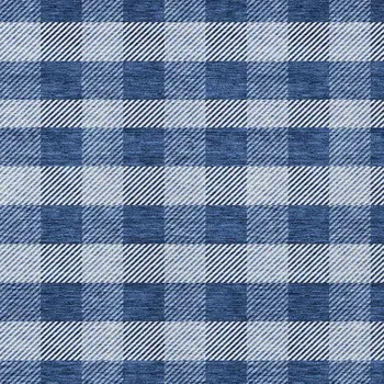 3' X 5' Navy Blue And Ivory Plaid Washable Indoor Outdoor Area Rug