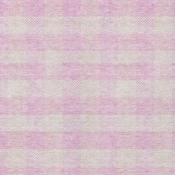 3' X 5' Pink And Gray Plaid Washable Indoor Outdoor Area Rug