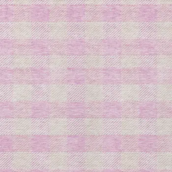 5' X 8' Pink And Gray Plaid Washable Indoor Outdoor Area Rug