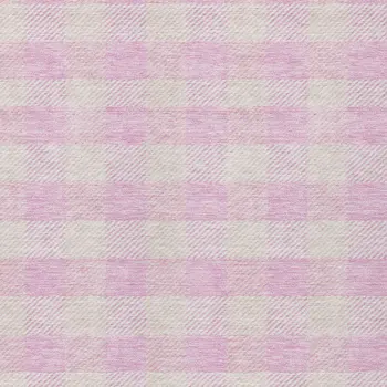 10' X 14' Pink And Gray Plaid Washable Indoor Outdoor Area Rug