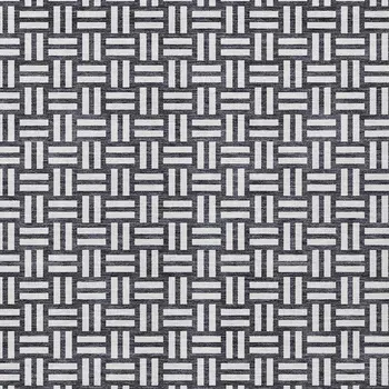 3' X 5' Black And Ivory Geometric Washable Indoor Outdoor Area Rug