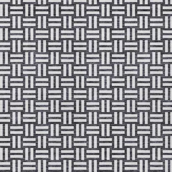5' X 8' Black And Ivory Geometric Washable Indoor Outdoor Area Rug