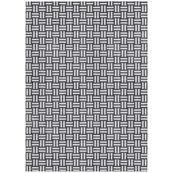 8' X 10' Black And Ivory Geometric Washable Indoor Outdoor Area Rug