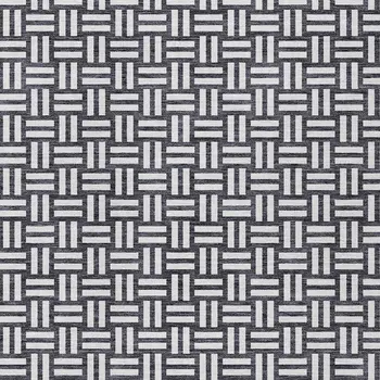 9' X 12' Black And Ivory Geometric Washable Indoor Outdoor Area Rug