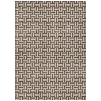 3' X 5' Brown And Beige Geometric Washable Indoor Outdoor Area Rug