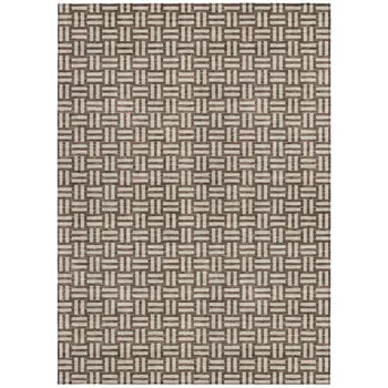 5' X 8' Brown And Beige Geometric Washable Indoor Outdoor Area Rug