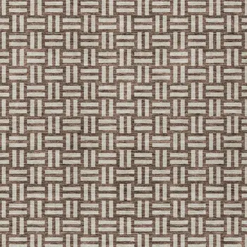 8' X 10' Brown And Beige Geometric Washable Indoor Outdoor Area Rug
