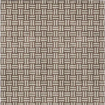 9' X 12' Brown And Beige Geometric Washable Indoor Outdoor Area Rug