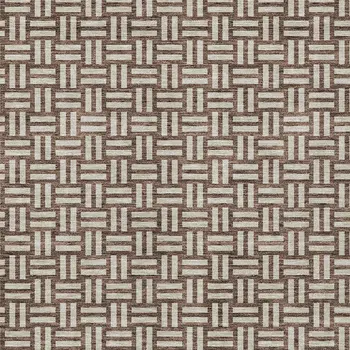 10' X 14' Brown And Beige Geometric Washable Indoor Outdoor Area Rug