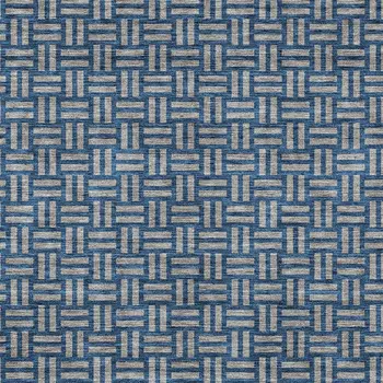 10' X 14' Blue And Gray Geometric Washable Indoor Outdoor Area Rug