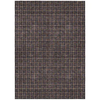 5' X 8' Chocolate And Black Geometric Washable Indoor Outdoor Area Rug