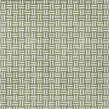 8' X 10' Green And Ivory Geometric Washable Indoor Outdoor Area Rug