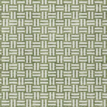 10' X 14' Green And Ivory Geometric Washable Indoor Outdoor Area Rug