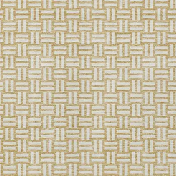 9' X 12' Gold And Beige Geometric Washable Indoor Outdoor Area Rug