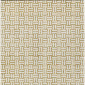 10' X 14' Gold And Beige Geometric Washable Indoor Outdoor Area Rug