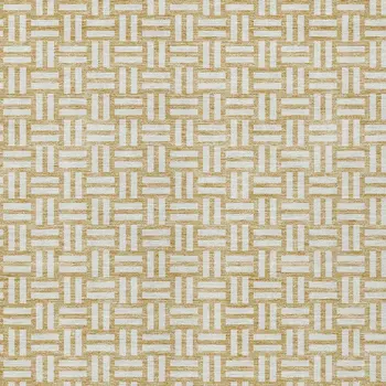 10' X 14' Gold And Beige Geometric Washable Indoor Outdoor Area Rug