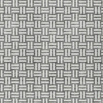 3' X 5' Gray And Ivory Geometric Washable Indoor Outdoor Area Rug