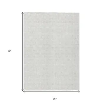 3' X 5' Ivory And Beige Geometric Washable Indoor Outdoor Area Rug