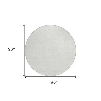 8' Ivory And Beige Round Geometric Washable Indoor Outdoor Area Rug
