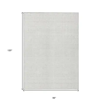 8' X 10' Ivory And Beige Geometric Washable Indoor Outdoor Area Rug