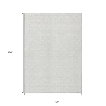 10' X 14' Ivory And Beige Geometric Washable Indoor Outdoor Area Rug