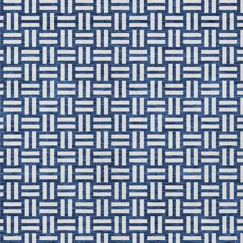 8' X 10' Navy Blue And Ivory Geometric Washable Indoor Outdoor Area Rug