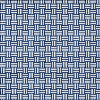 10' X 14' Navy Blue And Ivory Geometric Washable Indoor Outdoor Area Rug