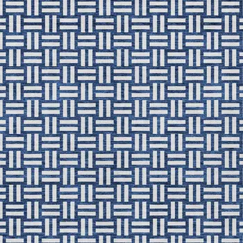 10' X 14' Navy Blue And Ivory Geometric Washable Indoor Outdoor Area Rug
