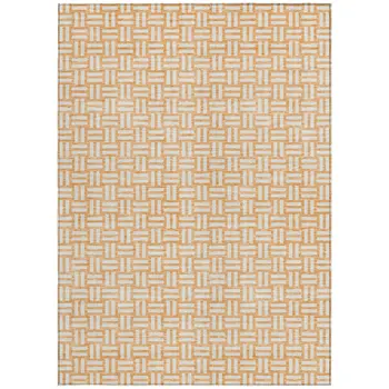 5' X 8' Peach And Gray Geometric Washable Indoor Outdoor Area Rug