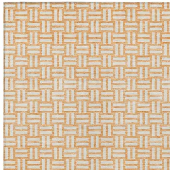 8' X 10' Peach And Gray Geometric Washable Indoor Outdoor Area Rug