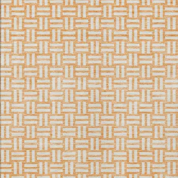 9' X 12' Peach And Gray Geometric Washable Indoor Outdoor Area Rug