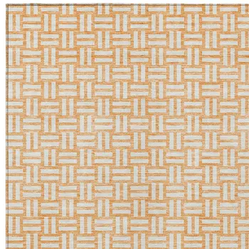 10' X 14' Peach And Gray Geometric Washable Indoor Outdoor Area Rug