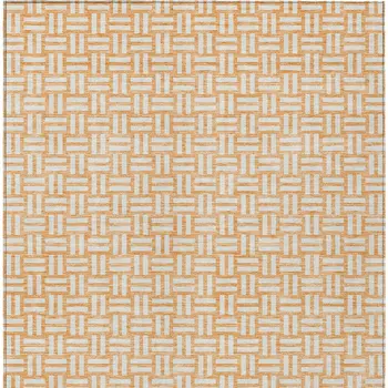 10' X 14' Peach And Gray Geometric Washable Indoor Outdoor Area Rug